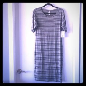 LuLaRoe L Julia black and gray stripes